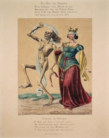 Hieronymus Hess, La Dance de Morts, Kolorierte Lithographie, um 1843